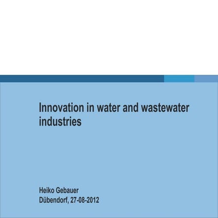 Innovation in the water sector