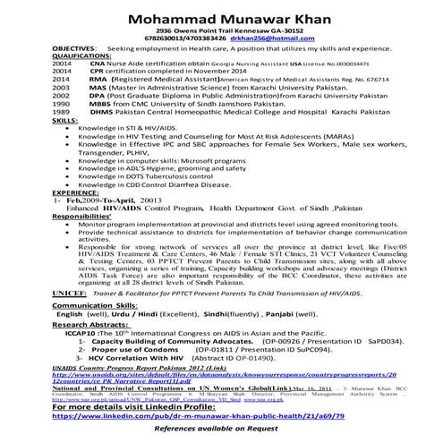 Mohammad Munawar Khan CV | DOCX