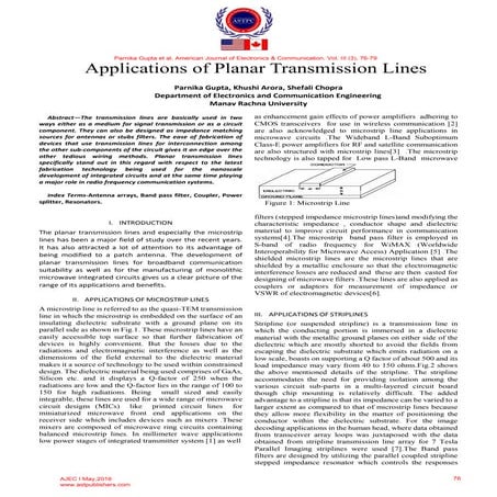 applications of planar transmission lines