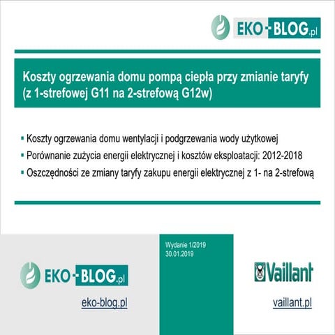 Koszty ogrzewania domu pompa ciepla przy zmianie taryfy
