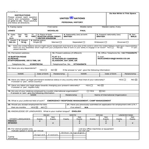 Nicholas Jones P11 Form