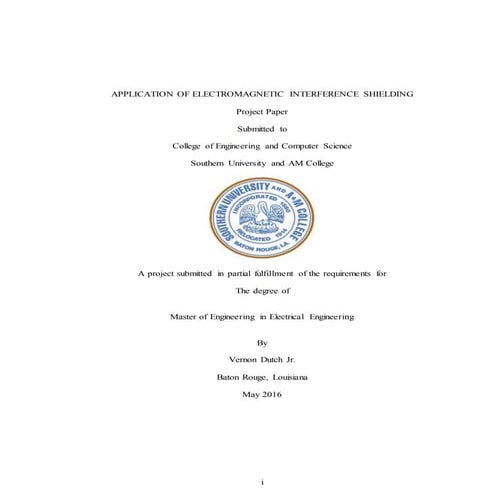 Application of Electromagnetic Interference Shielding 1 (Project Paper ...