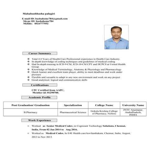 Basha Medical Coding CV 