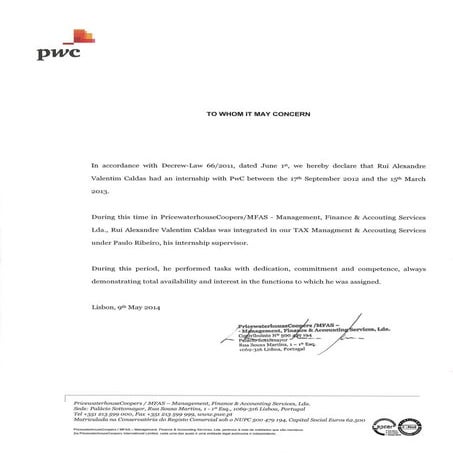 Letter PwC