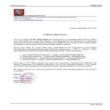 Zyber Gaka - Letter of recommendation | PDF