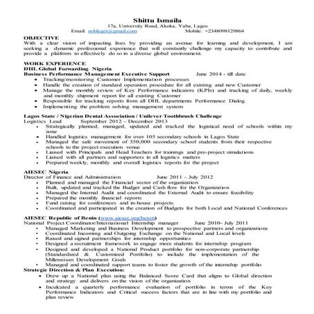 Shittu Ismaila CV