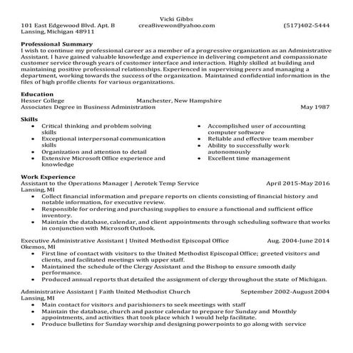 Vicki M Resume 2016