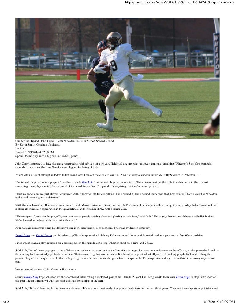 Writing Sample 3 Football Recap NCAA