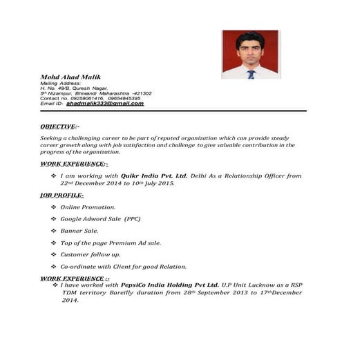Ahad CV-2 | DOCX
