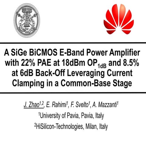 A SiGe BiCMOS E-Band Power Amplifier with 22% PAE at 18dBm OP1dB and 8.5% at ...