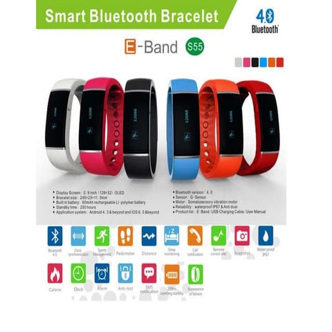 E band s -55 smart bluetooth bracelet in stock 6 colors