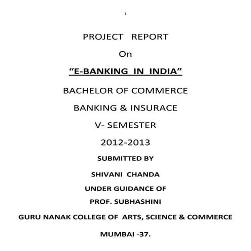 E banking in india...