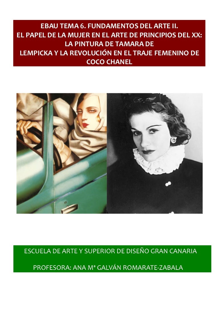 EBAU FUNDAMENTOS DEL ARTE II. TAMARA DE LEMPICKA Y COCO CHANEL