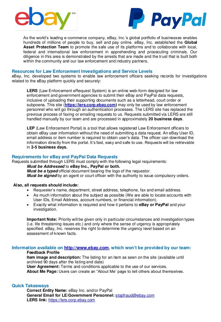 PayPal Law Enforcement Guide