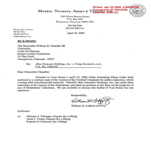 E Bay Letterwith Public Redacted Verified Complaint