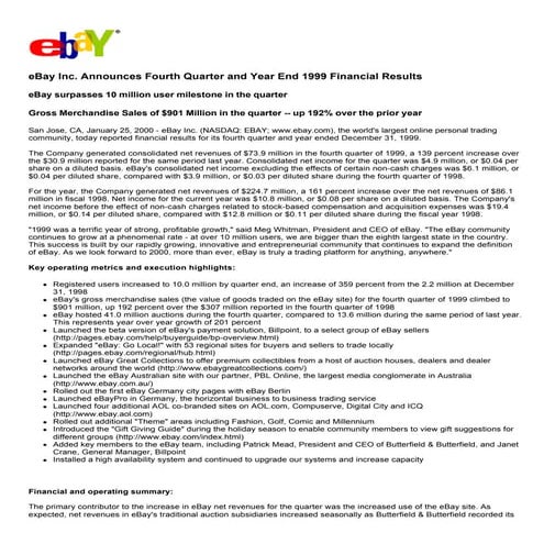 Ebay News 2000 1 25 Earnings