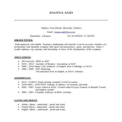 Joseph Gitani - CV | DOC