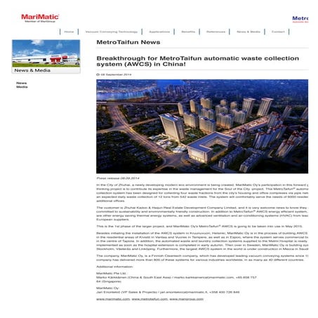 Breakthrough for MetroTaifun automatic waste collection system (AWCS ...