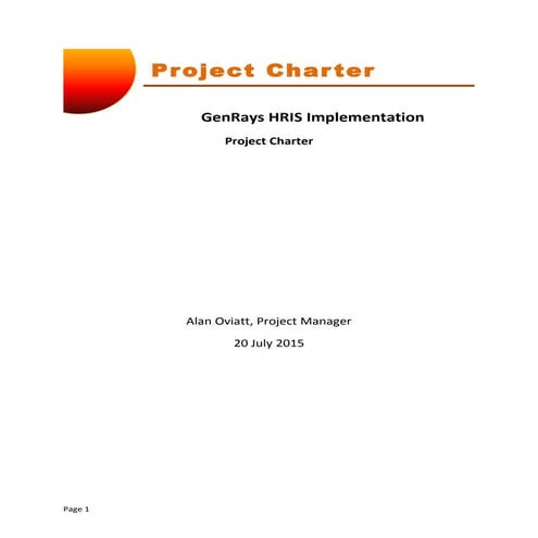 MGT2 - GenRays HRIS Project Charter