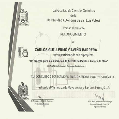 Reconocimiento Proyecto de Diseño Industrial