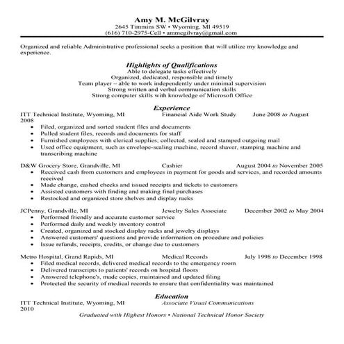 Administrative Resume