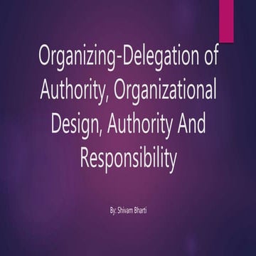 ORGANIZING-DELEGATION OF AUTHORITY
