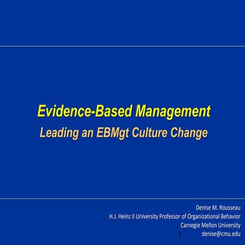 Denise Rousseau's Generic EBMgt Class 6