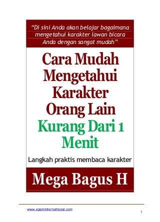 Ebook cara mudah mengetahui karakter orang kurang dari 1 menit