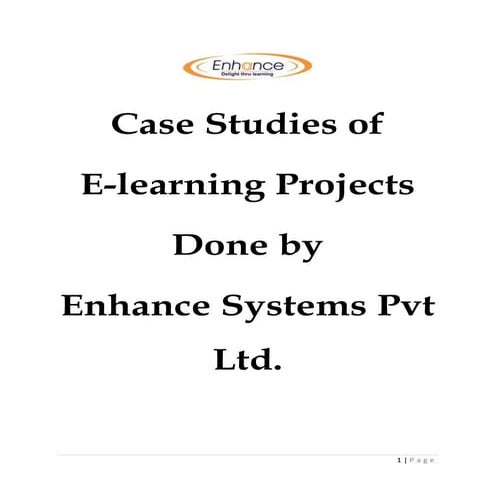 Ebook - Case studies of Elearning Projects done by Enhance Systems Private Limited
