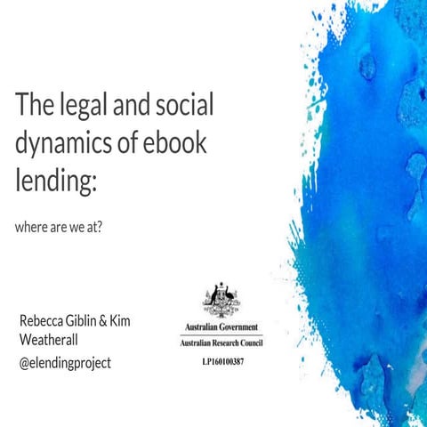 The legal and social dynamics of ebook lending 20 March 2019