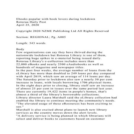 Ebooks popular with book lovers during lockdownRotorua Daily Pos.docx