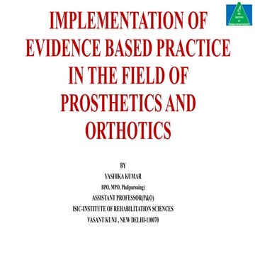 Evidence based practice in prosthetics and orthotics 