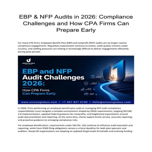 EBP & NFP Audits in 2026: Compliance Guide for CPA Firms | PDF