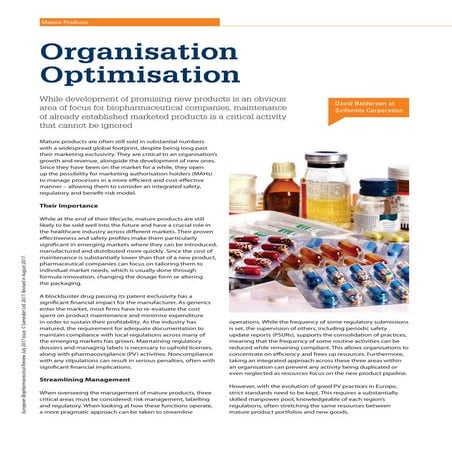 Organisation Optimisation