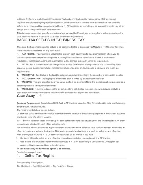 Ebtax in oracle EBS r12