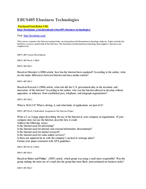 Ebus405 ebusiness technologies