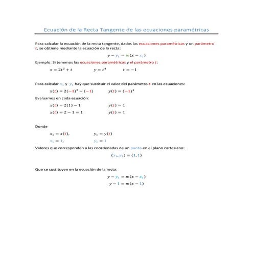 Ec. recta tangente