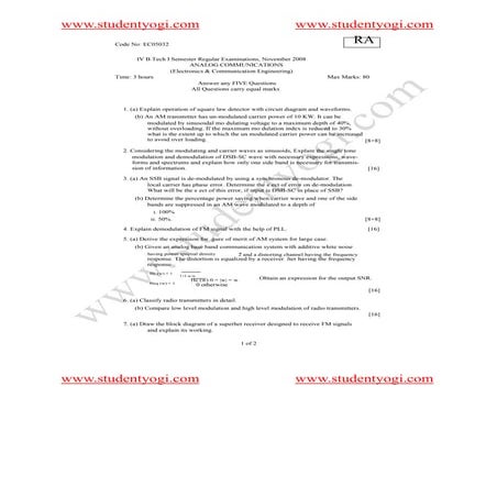 Ec05032 Analog Communications Set1