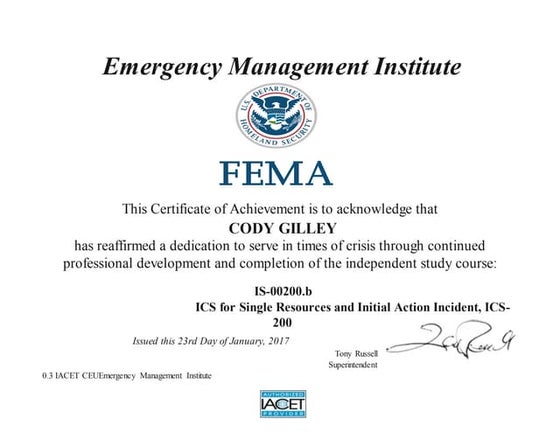 NIMS 200 Certificate. | PPT