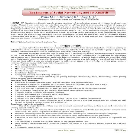 The Impacts of Social Networking and Its Analysis