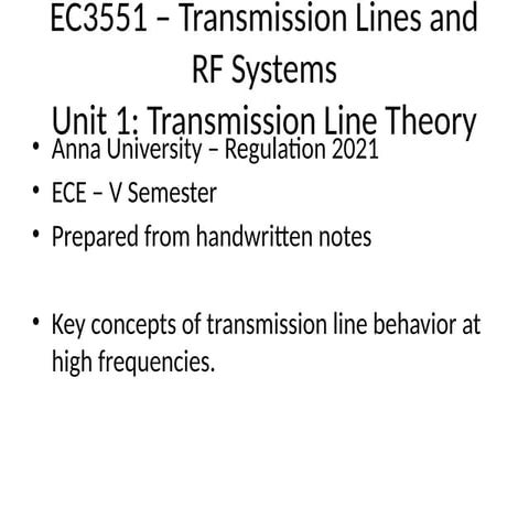 Transmission lines and RF systems | PPTX