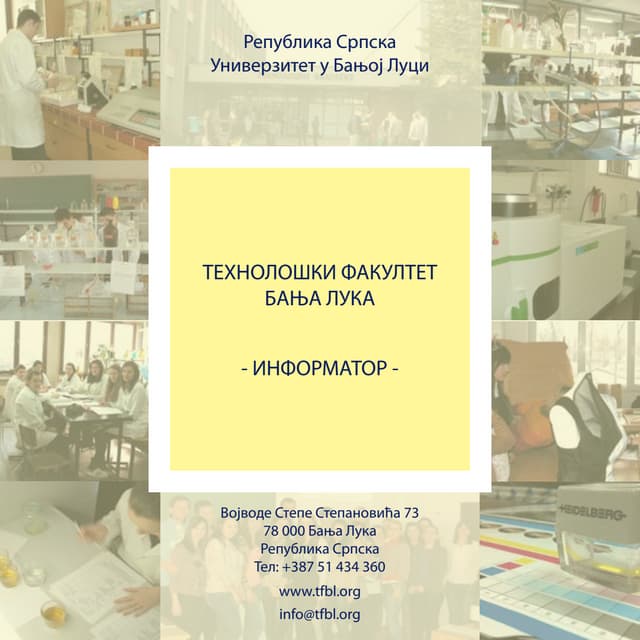 Faculty of Technology, University of Banja Luka, Bosnia and Herzegovina, INFO...