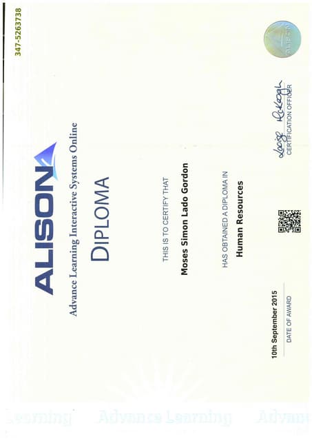 ACADEMIC TRANSCRIPT DIPLOMA IN HUMAN RESOURCES 1 | PDF