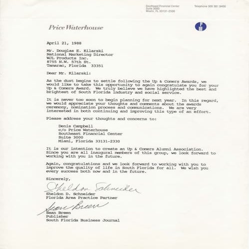 Price Waterhouse Letter | PDF
