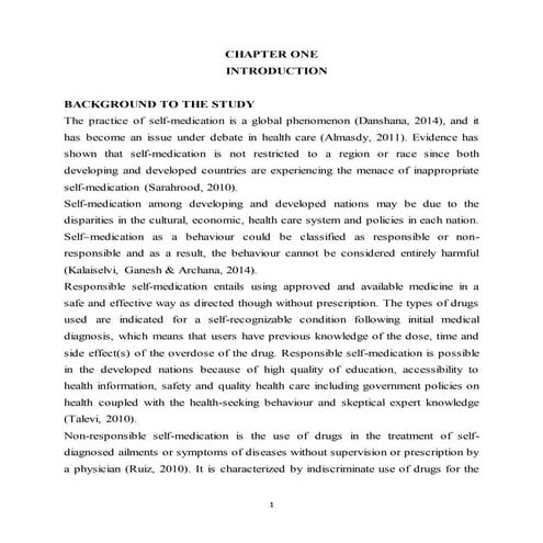 perception and practice of self-medication among student of Yaba college of E...