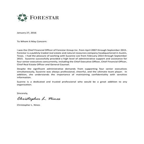 Letter of Rec - CFO | PDF