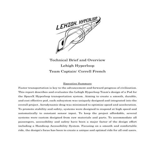 Pod Competition Final Design Package Technical Brief; LEHIGH HYPERLOOP (1)