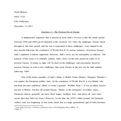 The Postwar Era in Europe