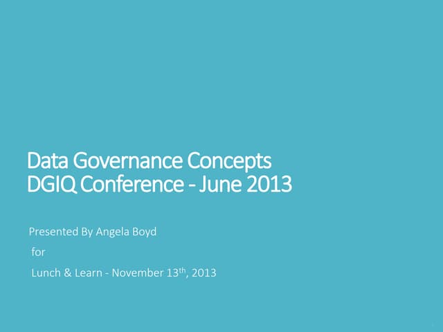 DGIQ 2013 Learned and Applied Concepts 