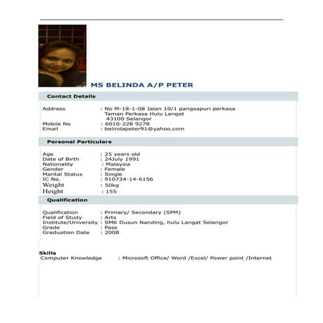 belinda resume | RTF